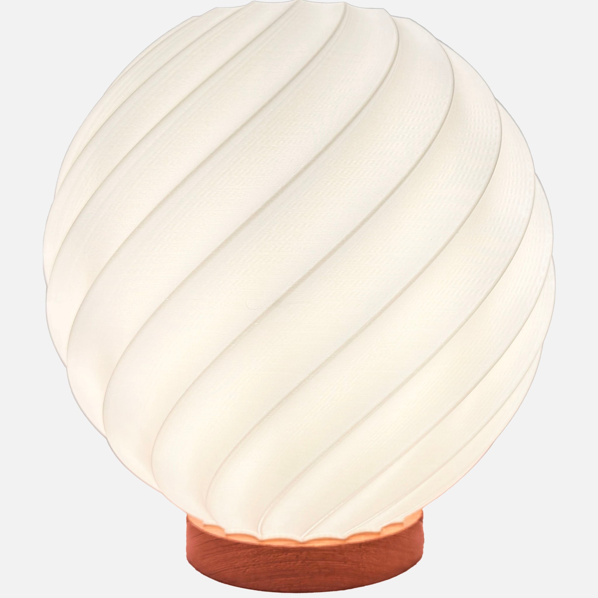 lámpara pantalla impresa en 3d y base de madera 