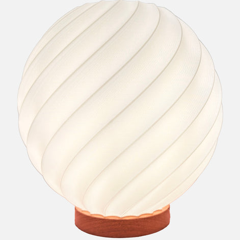 lámpara pantalla impresa en 3d y base de madera 